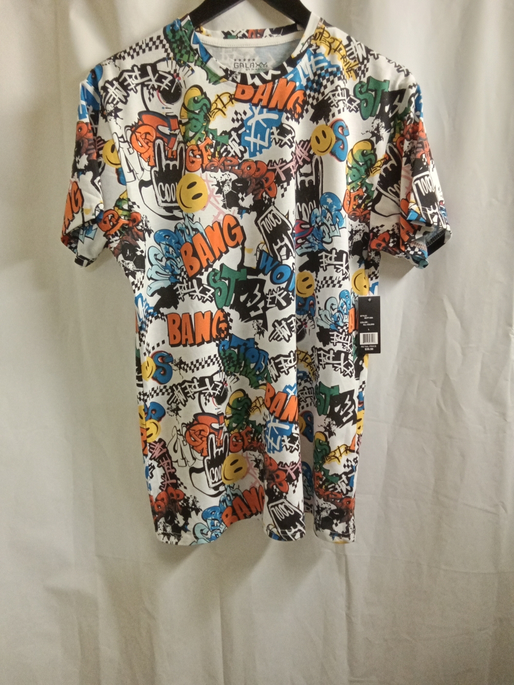 Galaxy By Harvic White Graphic Comic Print Short Sleeve Tee